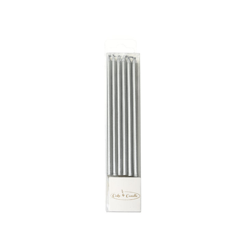 Tall Cake Candles - Silver