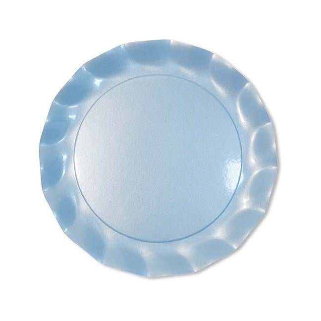 Pearly Blue Wavy Paper Dinner Plate