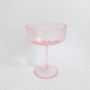 
                  
                    Load image into Gallery viewer, Pink Ribbed Champagne Glass (Set Of Two)
                  
                