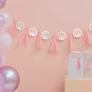 
                  
                    Load image into Gallery viewer, Pink and Iridescent Mermaid Shell Tassel Garland
                  
                