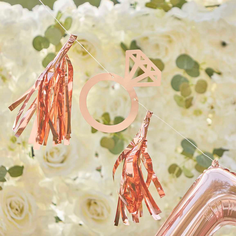 
                  
                    Load image into Gallery viewer, Rose Gold Engaged Balloon Bunting
                  
                