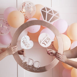 
                  
                    Load image into Gallery viewer, Rose Gold Ring Hen Party Photo Booth Frame
                  
                