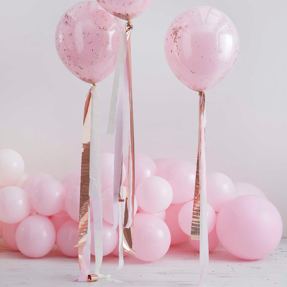Rose Gold and Pink Streamer Balloon Tails