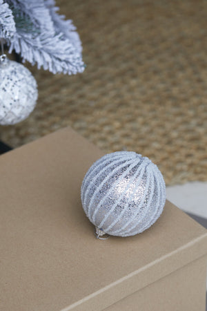 
                  
                    Load image into Gallery viewer, Silver Ribbed Bauble
                  
                