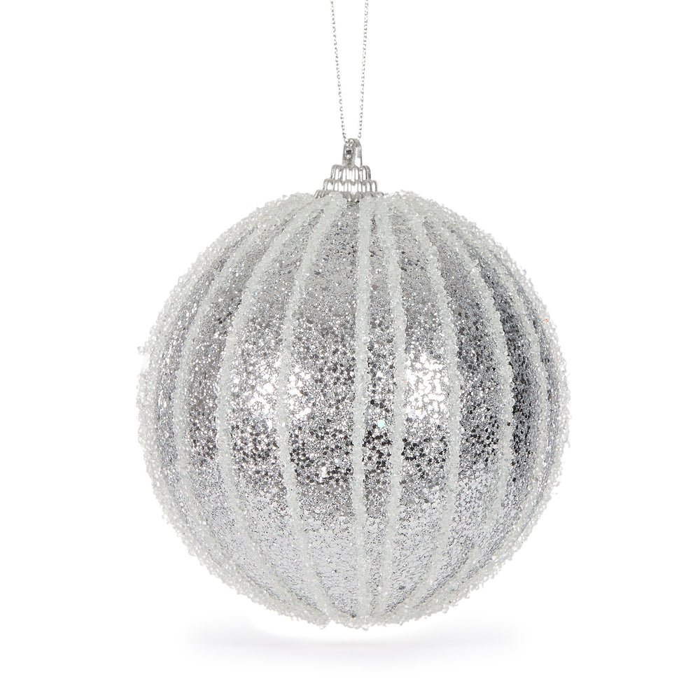 Silver Ribbed Bauble
