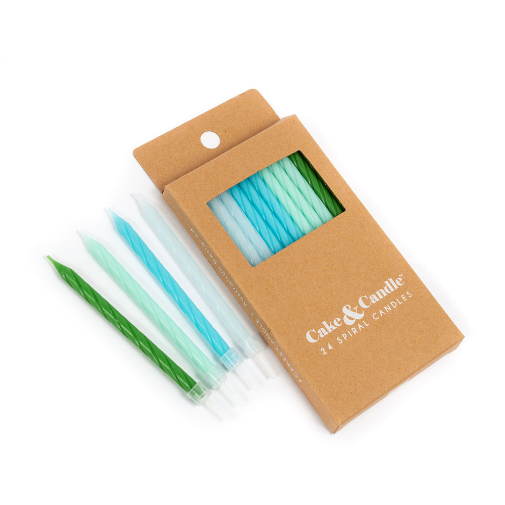 Spiral Candles - Blue to Green 24pk