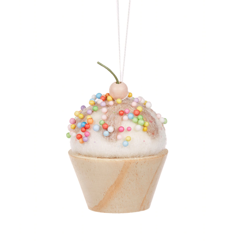Wooden Candy Cupcake Hanging Ornament
