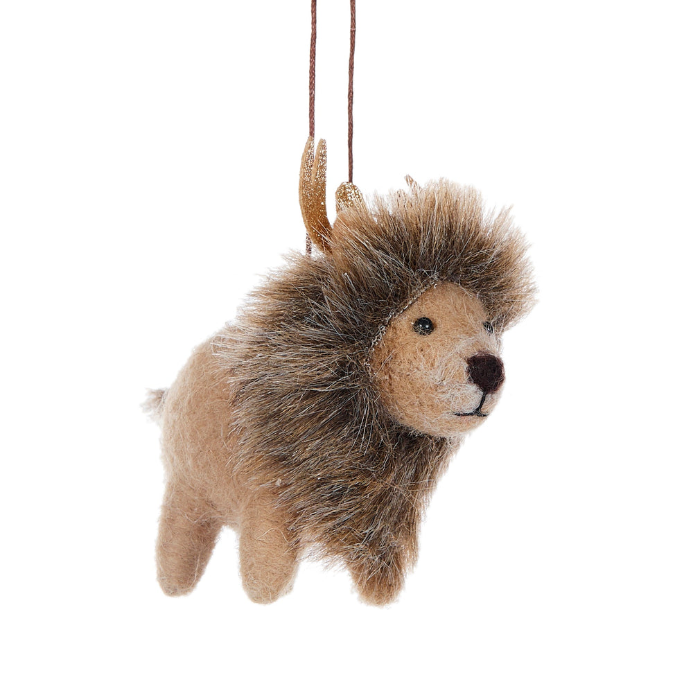 Wool Lion With Antlers Hanging Ornament