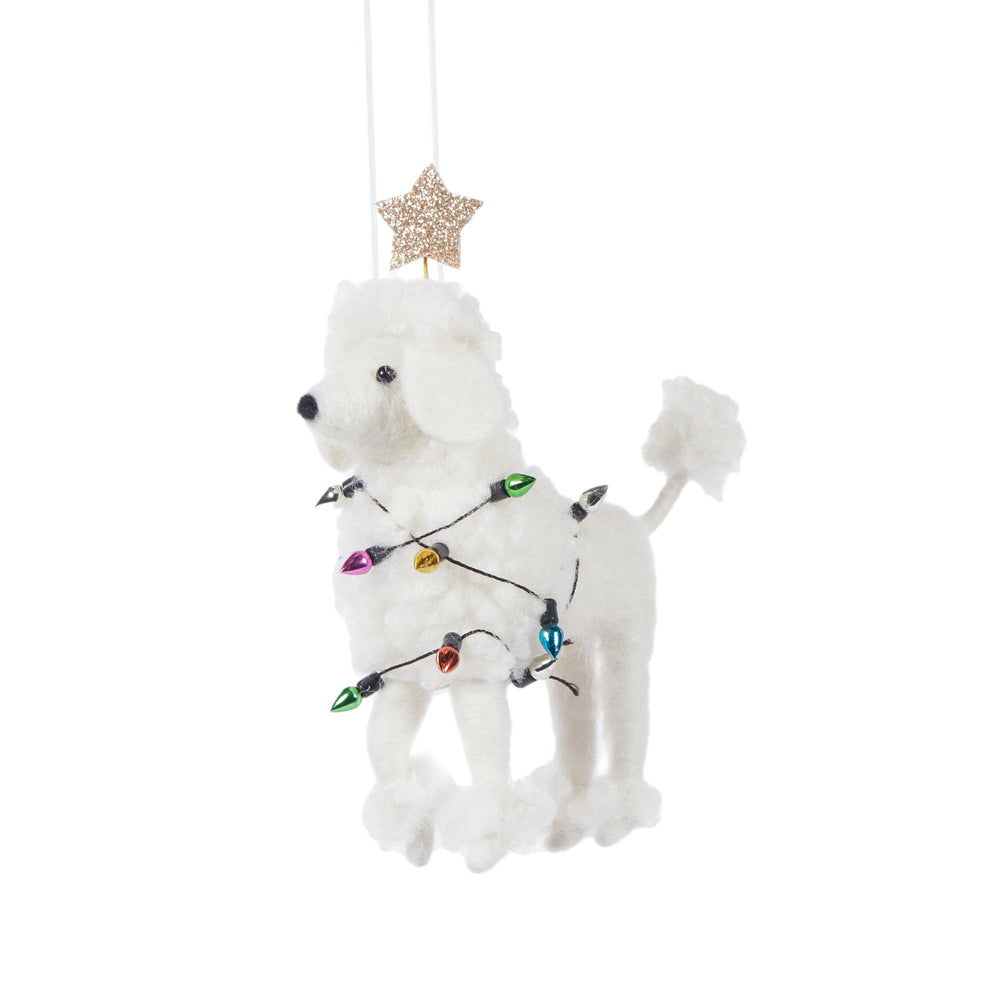Wool Poodle With Lights Hanging Ornament
