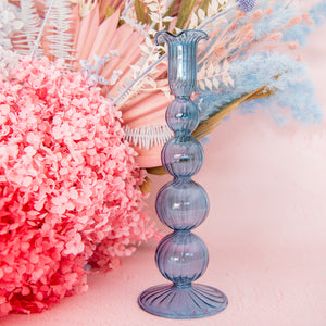 
                  
                    Load image into Gallery viewer, Blue Bubble Glass Candleholder
                  
                