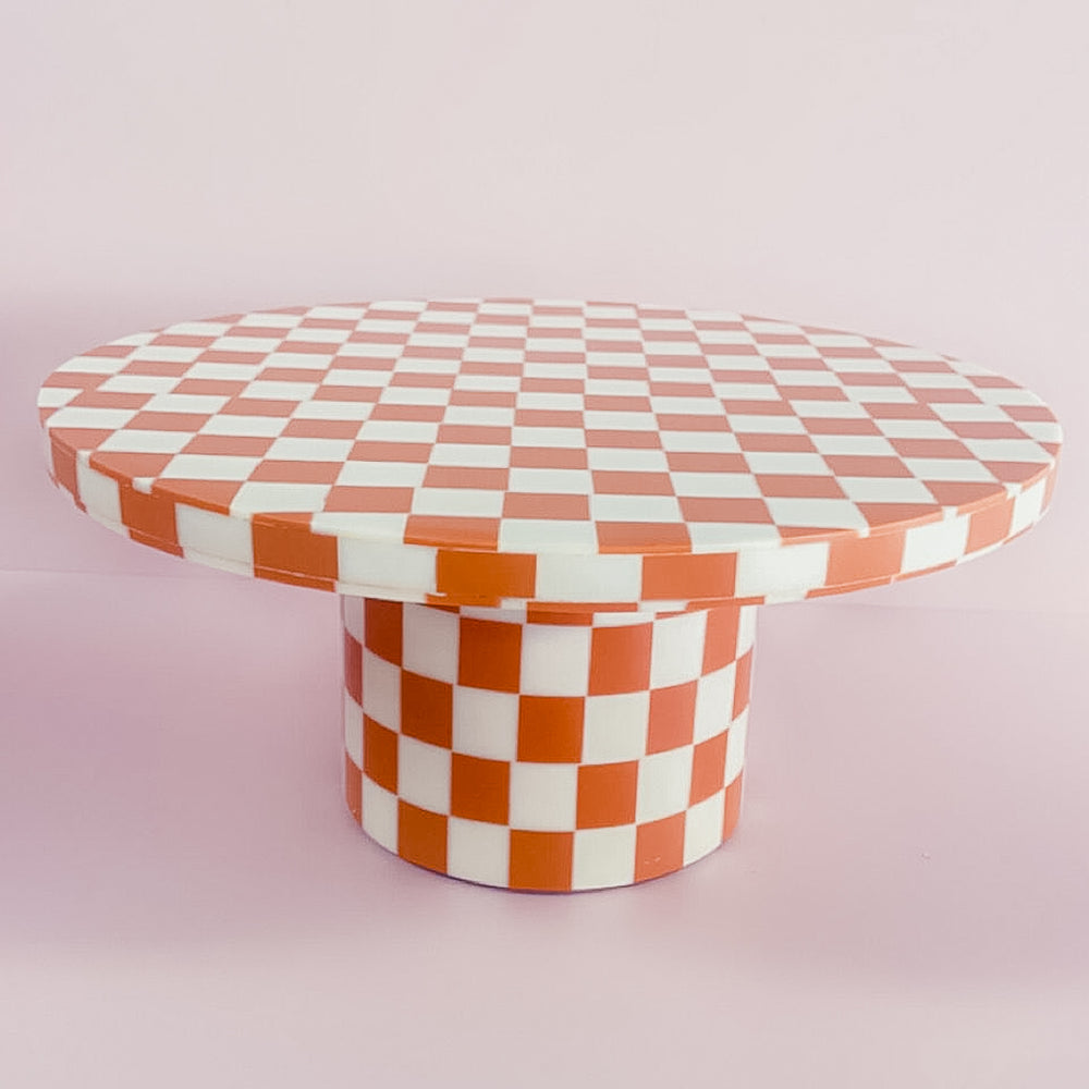 Terracotta Checkered Resin Cake Stand Pre-Order