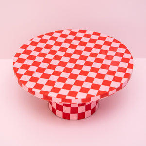 
                  
                    Load image into Gallery viewer, Pink and Red Checkered Resin Cake Stand Pre-Order
                  
                