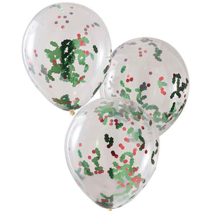 
                  
                    Load image into Gallery viewer, Christmas Holly And Berries Confetti Party Balloons
                  
                