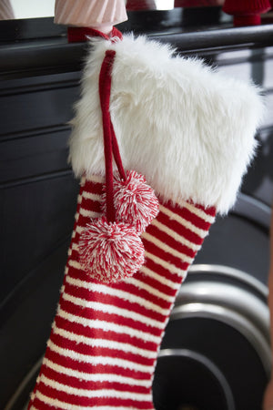 
                  
                    Load image into Gallery viewer, Red White Striped Christmas Stocking
                  
                
