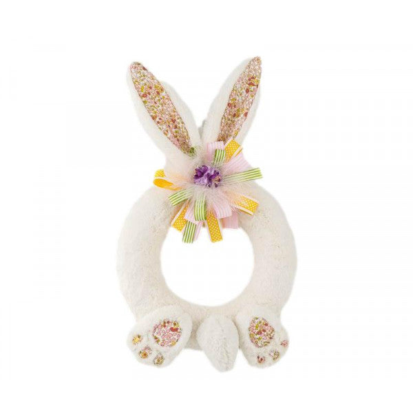White Floral Bunny Wreath
