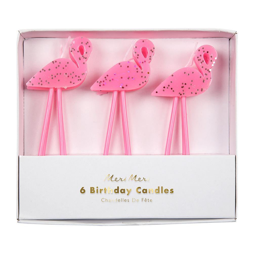 Flamingo Glitter Cake Candles