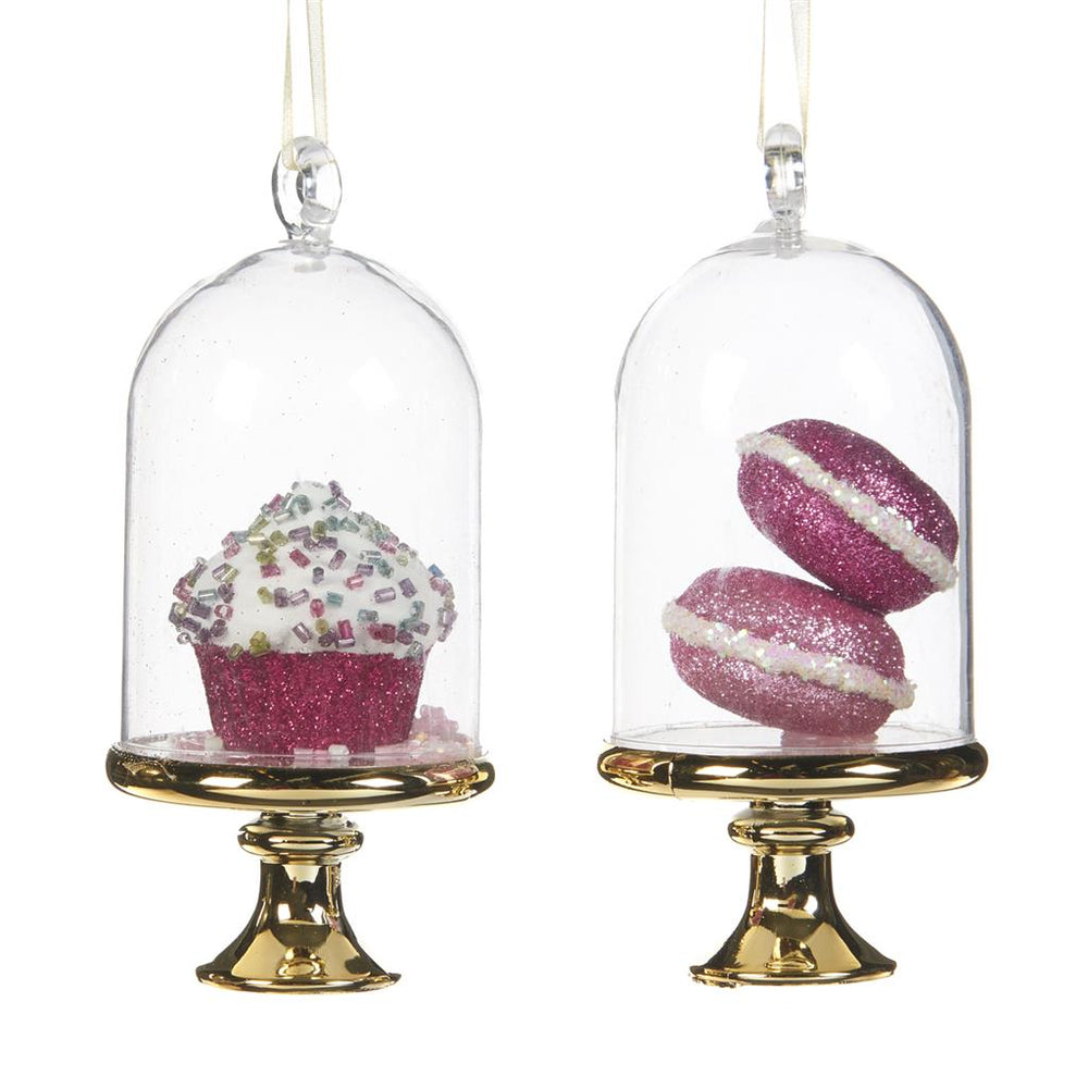 Goodwill Belgium Macaron Cupcake Glass Dome Ornament Assorted