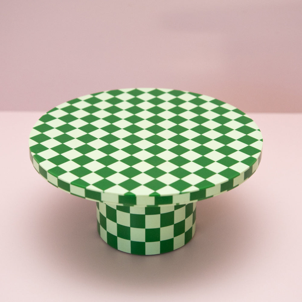 Green Checkered Resin Cake Stand Pre-Order
