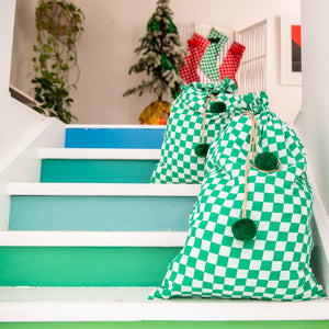 
                  
                    Load image into Gallery viewer, Green Checkered Santa Sack
                  
                