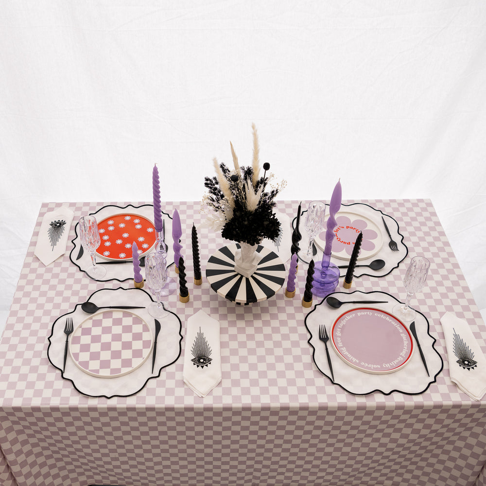
                  
                    Load image into Gallery viewer, Checkmate Lilac Tablecloth
                  
                