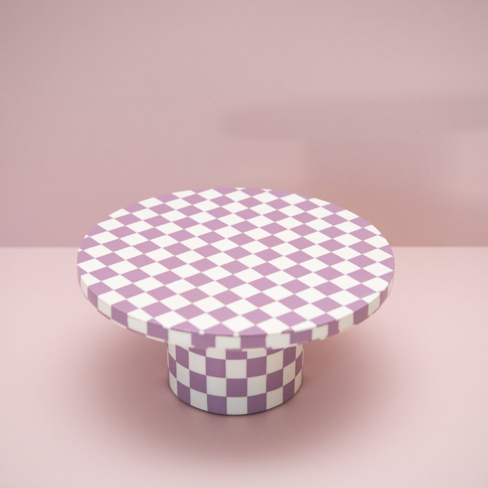 Lilac Checkered Resin Cake Stand Pre-Order