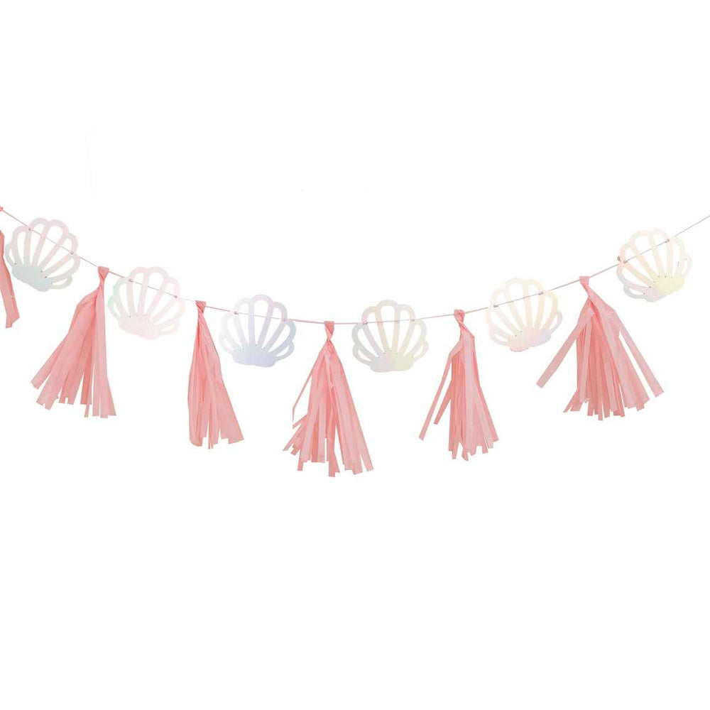 
                  
                    Load image into Gallery viewer, Pink and Iridescent Mermaid Shell Tassel Garland
                  
                