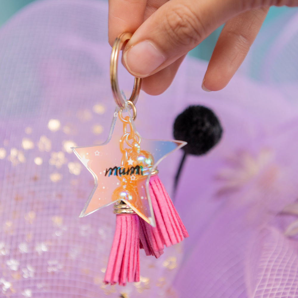 
                  
                    Load image into Gallery viewer, Celestial Tassel Key Ring
                  
                