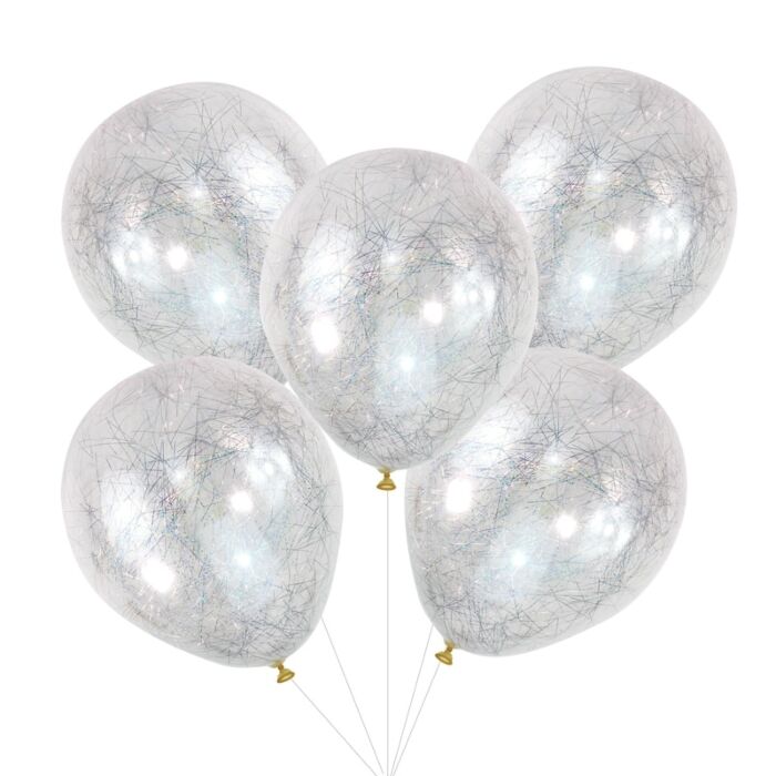 
                  
                    Load image into Gallery viewer, Silver Angel Hair Confetti Balloons
                  
                