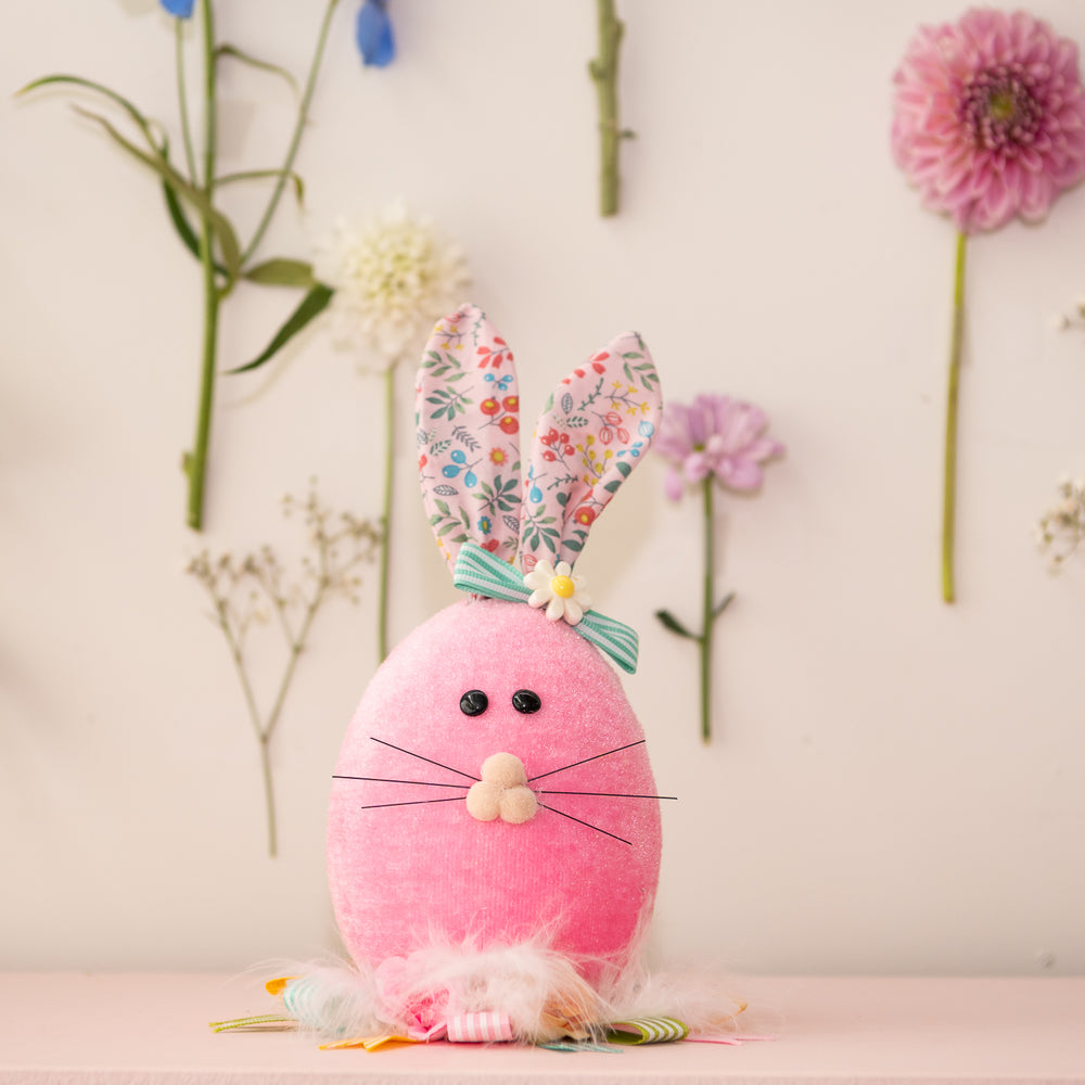 Pink Floral Bunny Easter Egg