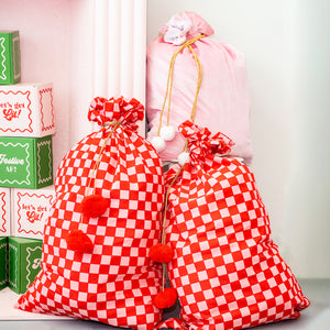 
                  
                    Load image into Gallery viewer, Red Pink Checkered Santa Sack
                  
                