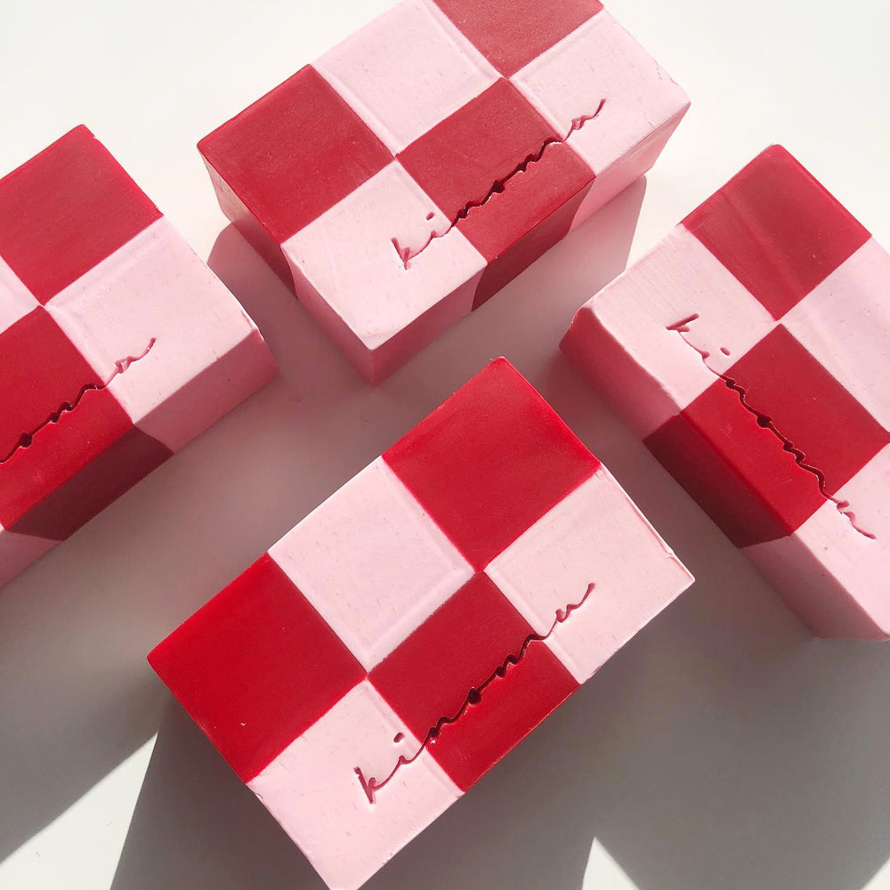 Handmade Soap - Checkered Red & Pink