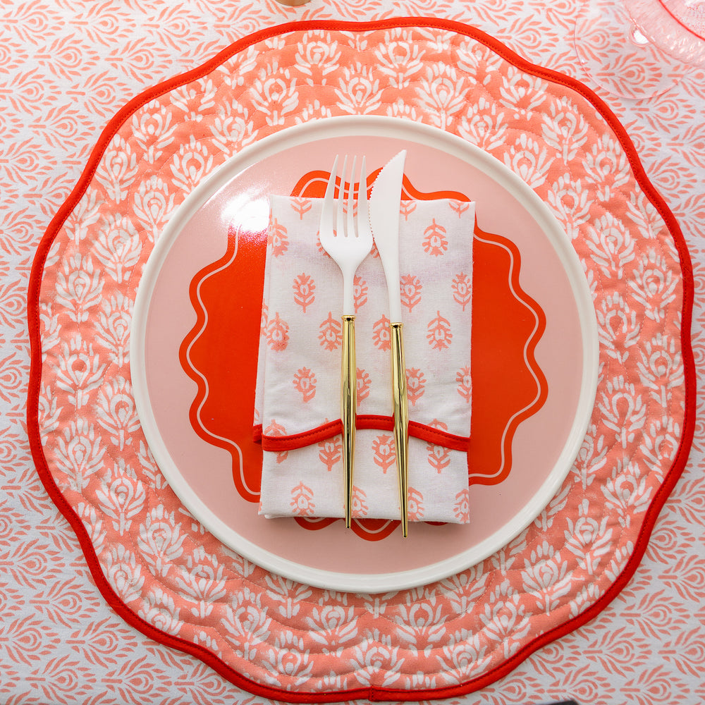 Pink Rosette Round Placemat Set (6)