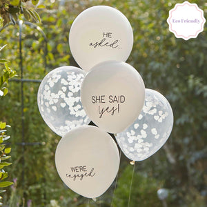 
                  
                    Load image into Gallery viewer, She Said Yes Confetti We&amp;#39;re Engaged Balloon Bundle
                  
                