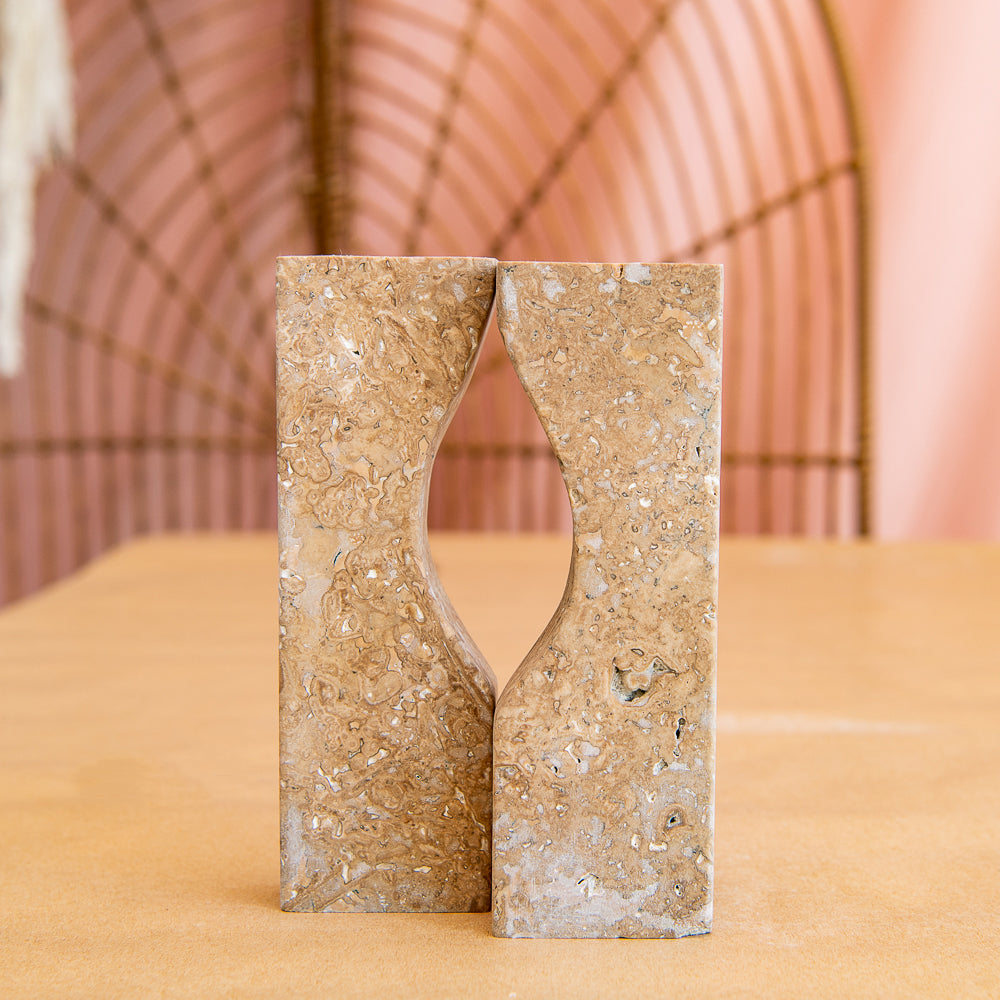 
                  
                    Load image into Gallery viewer, Abstract Travertine Candle Stick Holders
                  
                