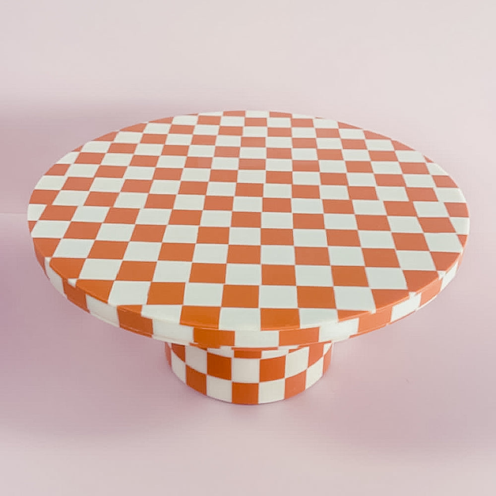 
                  
                    Load image into Gallery viewer, Terracotta Checkered Resin Cake Stand Pre-Order
                  
                